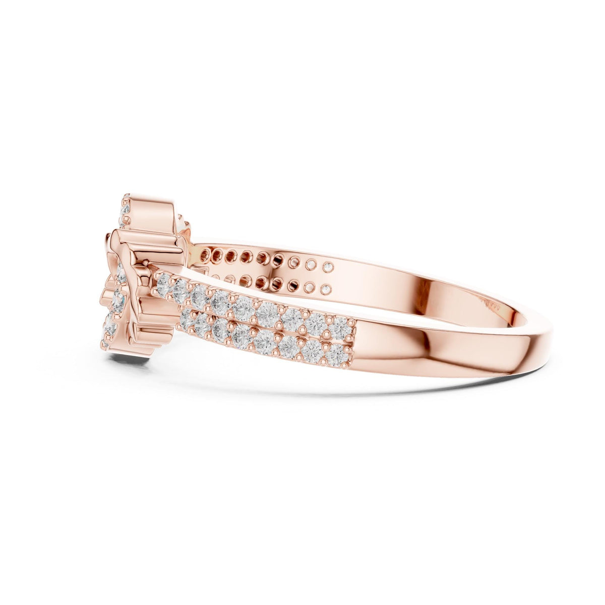 Round cut lab-grown diamond half eternity band, 0.25 CT TW, solid gold, view 8