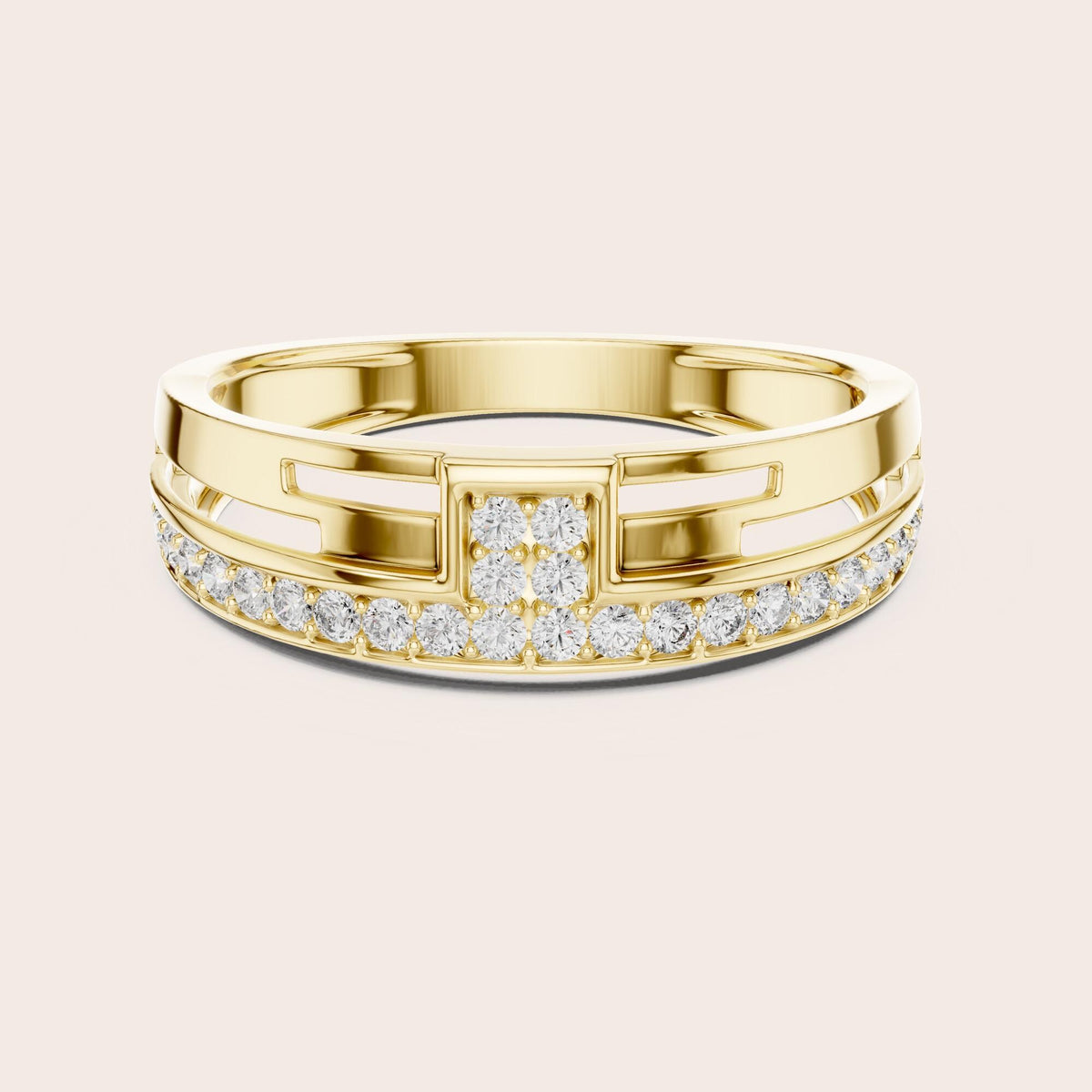 Round cut lab-grown diamond full eternity band, 0.31 CT TW, 26 stones, in solid gold (style L05-0009)