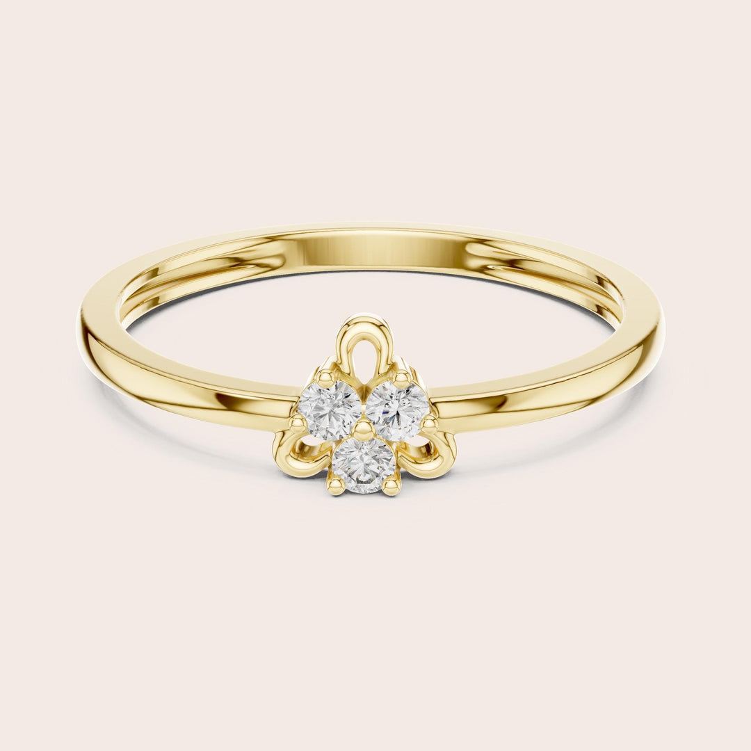 Round Cut Lab Grown Diamond Cluster Ring, 0.06ct Total, Solid Gold