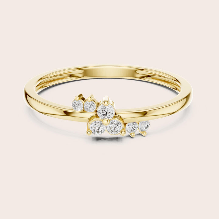 Round Cut Lab Grown Diamond Cluster Ring, 0.09ct Total, Solid Gold