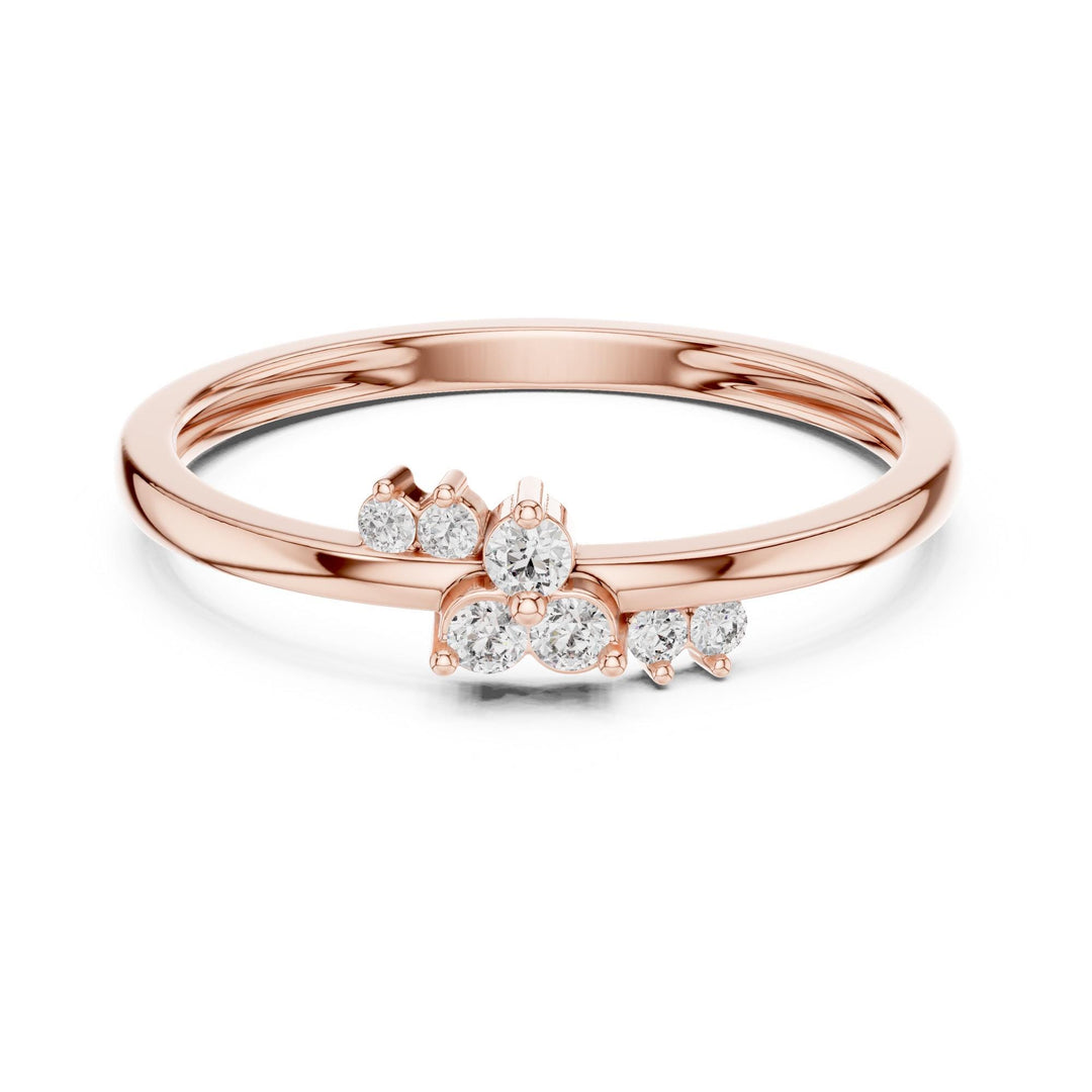 Round Cut Lab Grown Diamond Cluster Ring, 0.09ct Total, Solid Gold