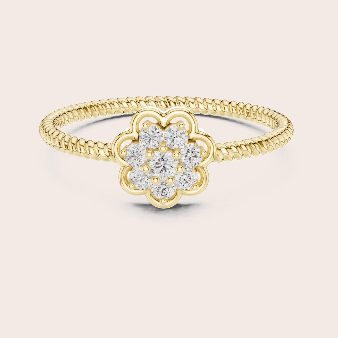 Round Cut Lab Grown Diamond Cluster Ring, 0.14ct Total, Solid Gold