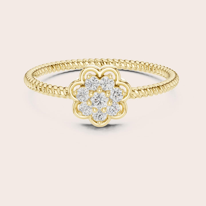 Round Cut Lab Grown Diamond Cluster Ring, 0.14ct Total, Solid Gold