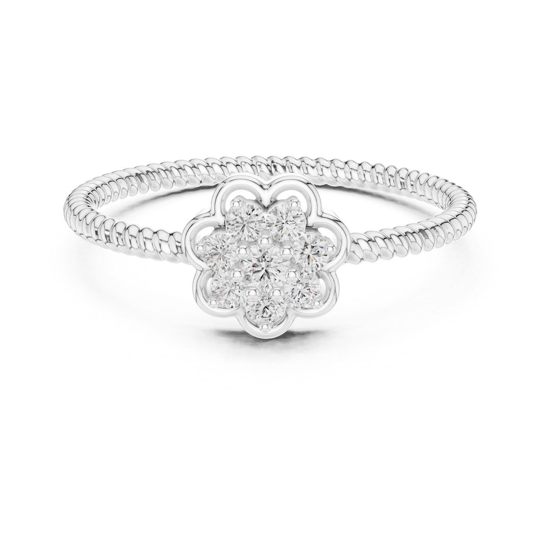 Round Cut Lab Grown Diamond Cluster Ring, 0.14ct Total, Solid Gold