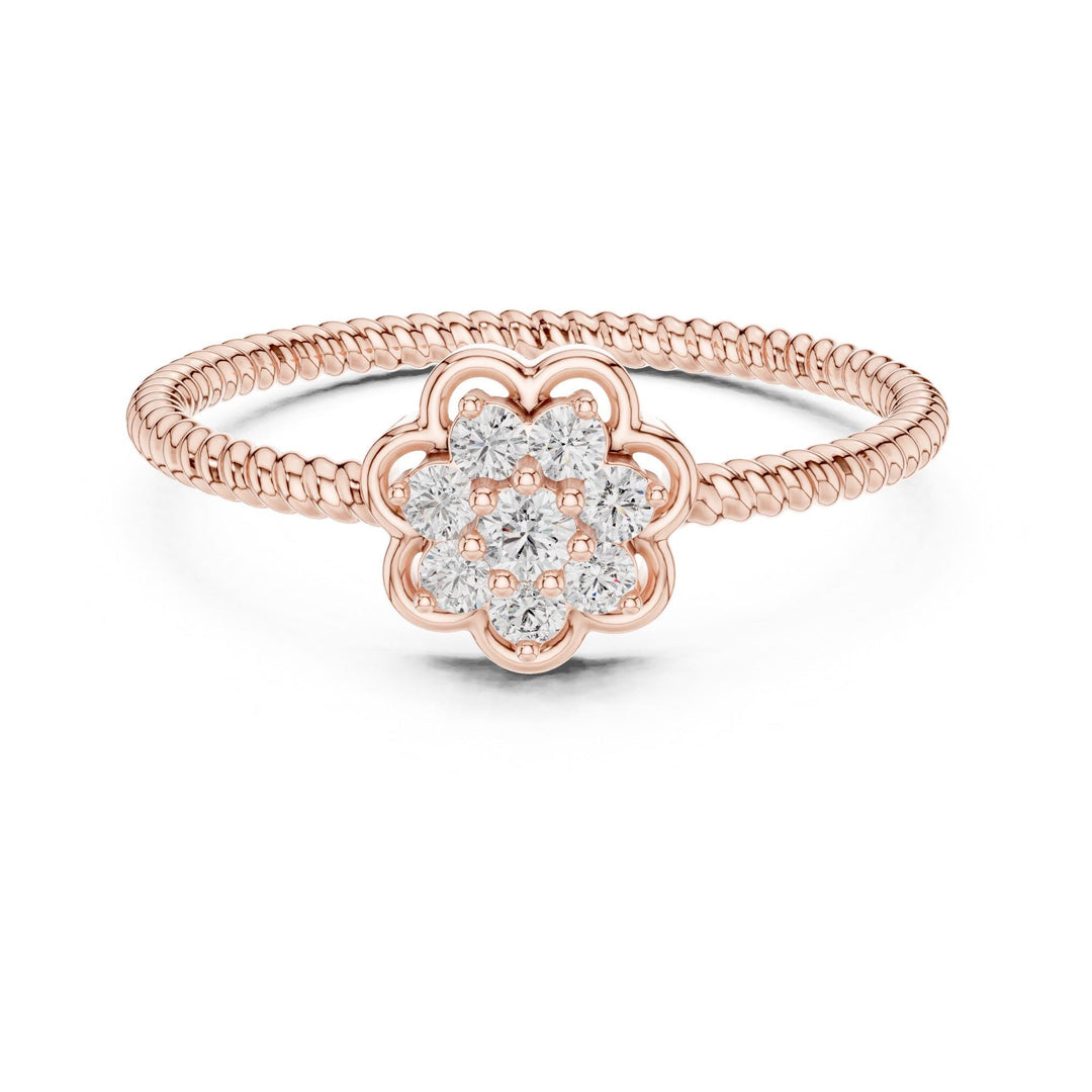 Round Cut Lab Grown Diamond Cluster Ring, 0.14ct Total, Solid Gold