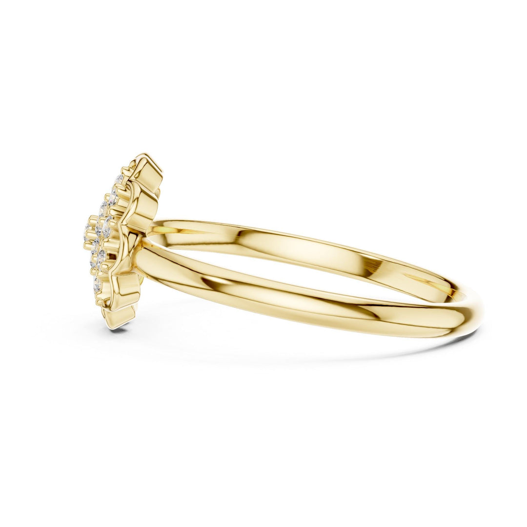 Round Cut Lab Grown Diamond Cluster Ring, 0.09ct Total, Solid Gold