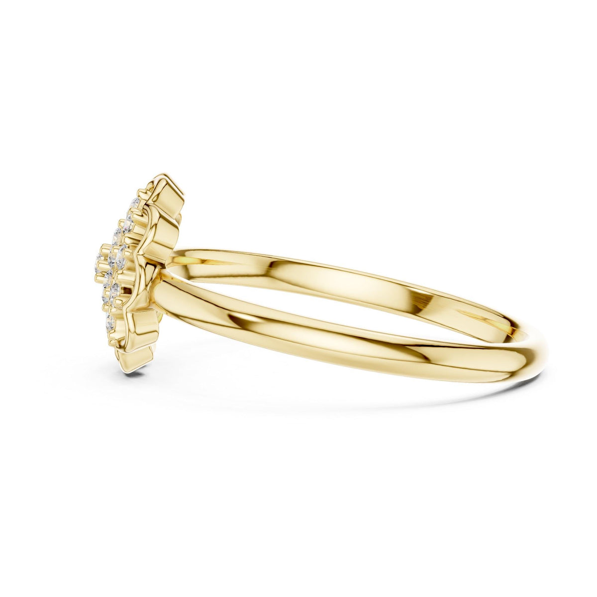 Round Cut Lab Grown Diamond Cluster Ring, 0.09ct Total, Solid Gold