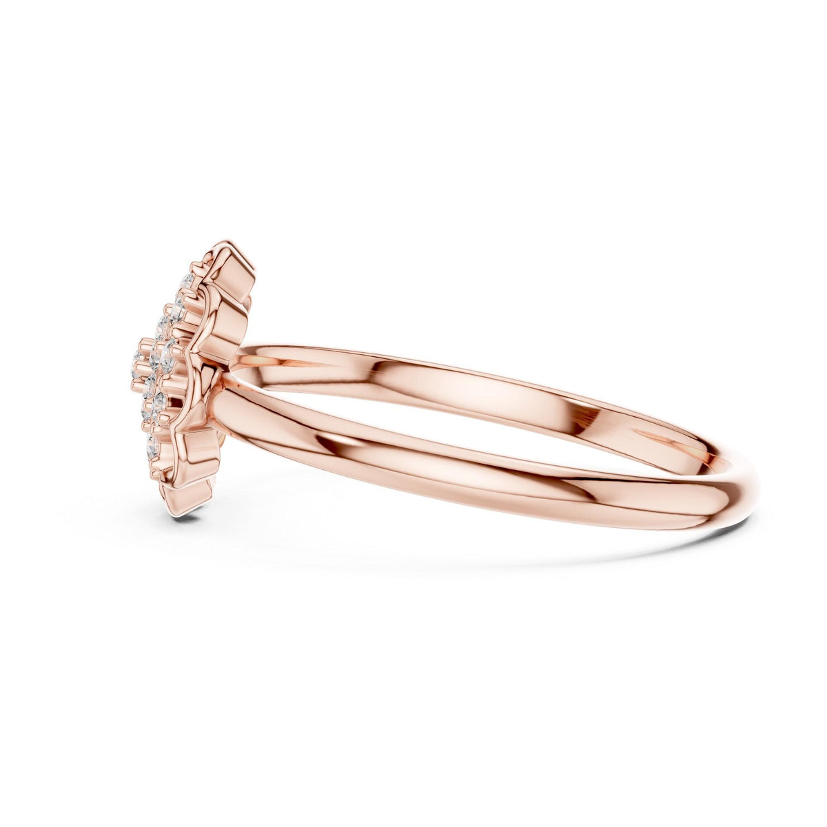 Round Cut Lab Grown Diamond Cluster Ring, 0.09ct Total, Solid Gold