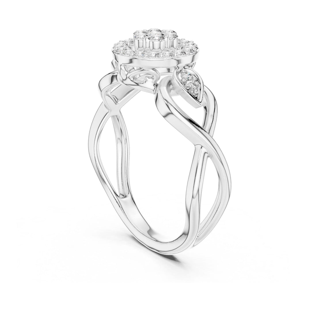 Round Cut Lab Grown Diamond Cluster Ring, 0.33ct Total, Solid Gold