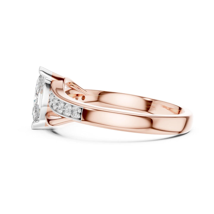Marquise Cut Gemstone Ring with Lab Grown Diamond Accents, Solid Gold