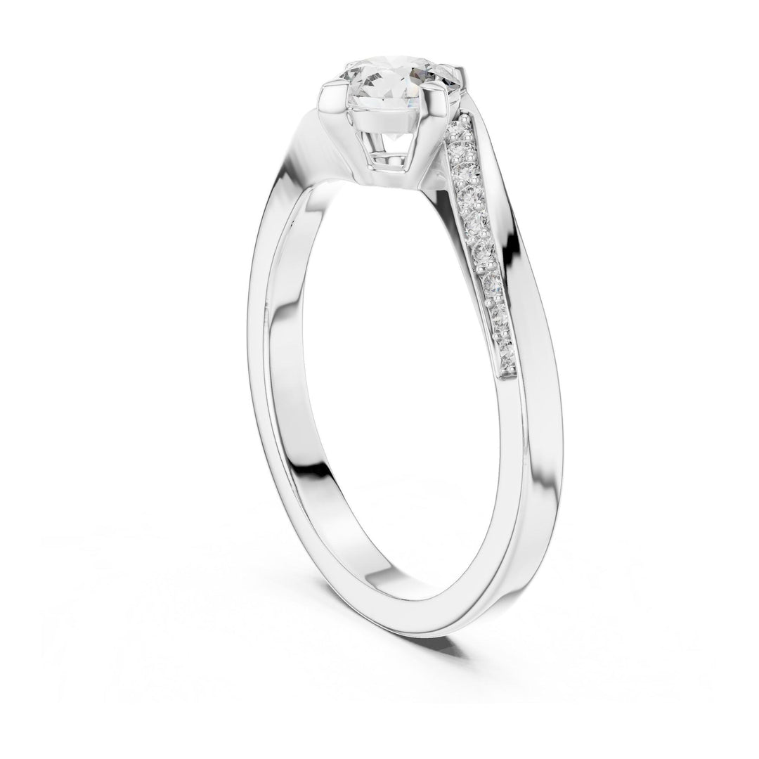 Round Cut Lab Grown Diamond Solitaire Ring, 0.59ct Total, Solid Gold