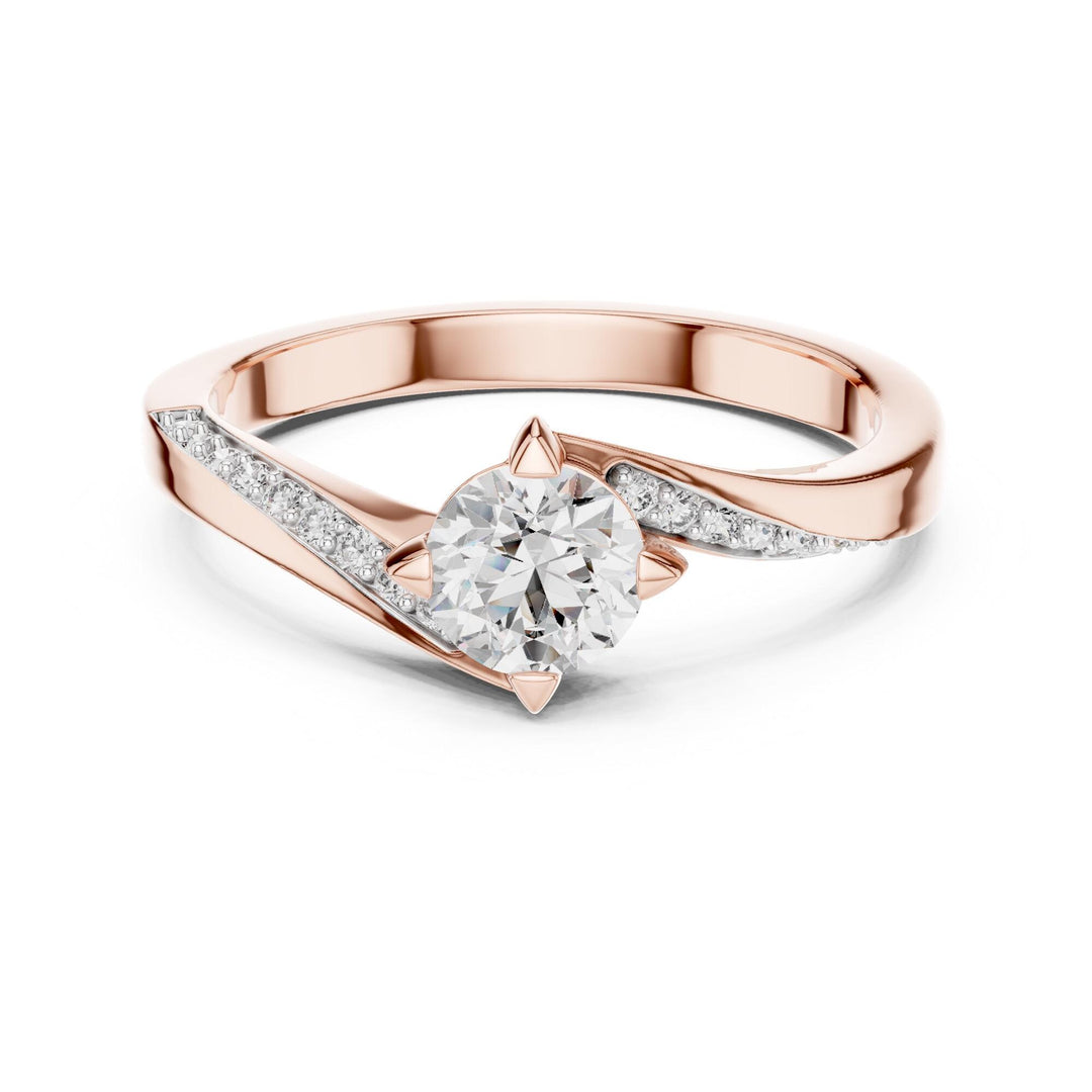Round Cut Lab Grown Diamond Solitaire Ring, 0.59ct Total, Solid Gold