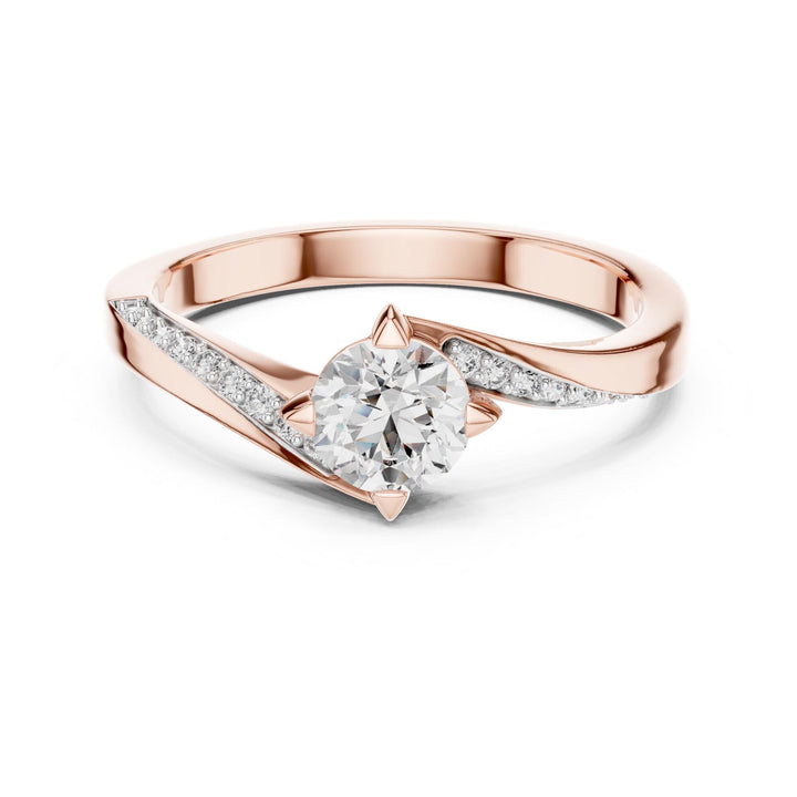 Round Cut Lab Grown Diamond Solitaire Ring, 0.59ct Total, Solid Gold