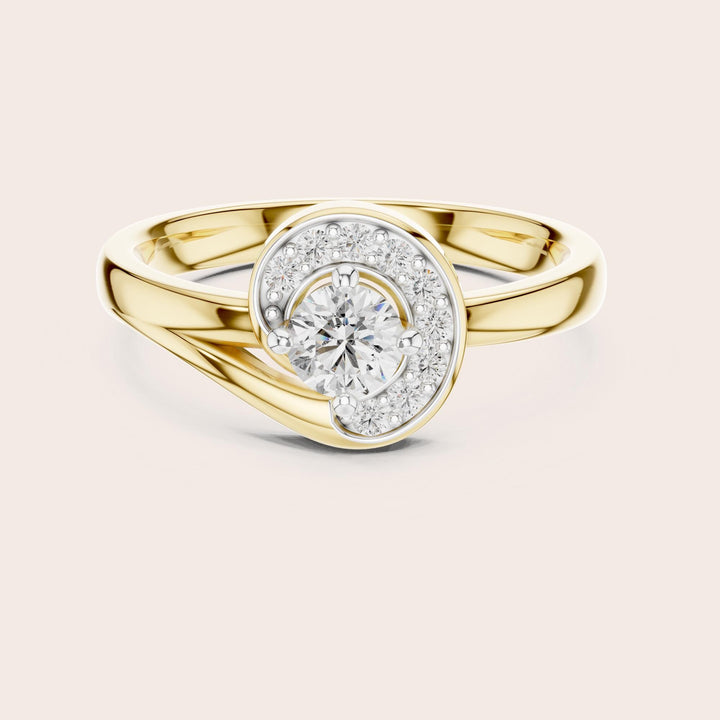 Round Cut Lab Grown Diamond Cluster Ring, 0.39ct Total, Solid Gold