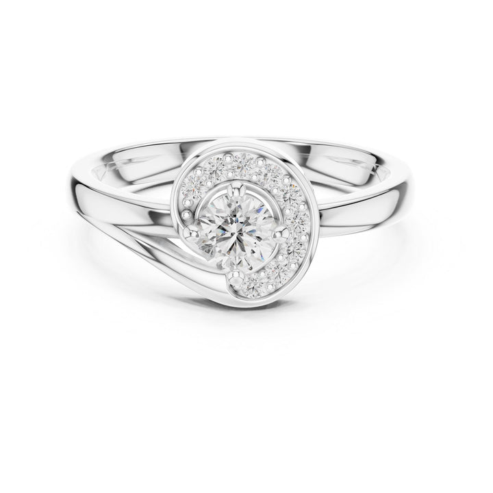 Round Cut Lab Grown Diamond Cluster Ring, 0.39ct Total, Solid Gold
