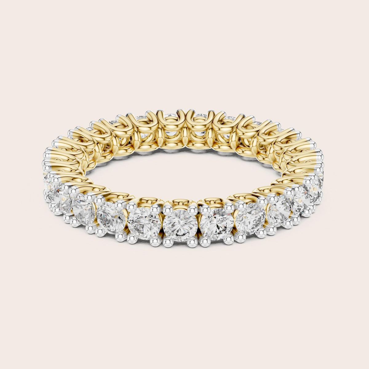 Round Cut Lab Grown Diamond Full Eternity Band, 1.62ct Total, Solid Gold