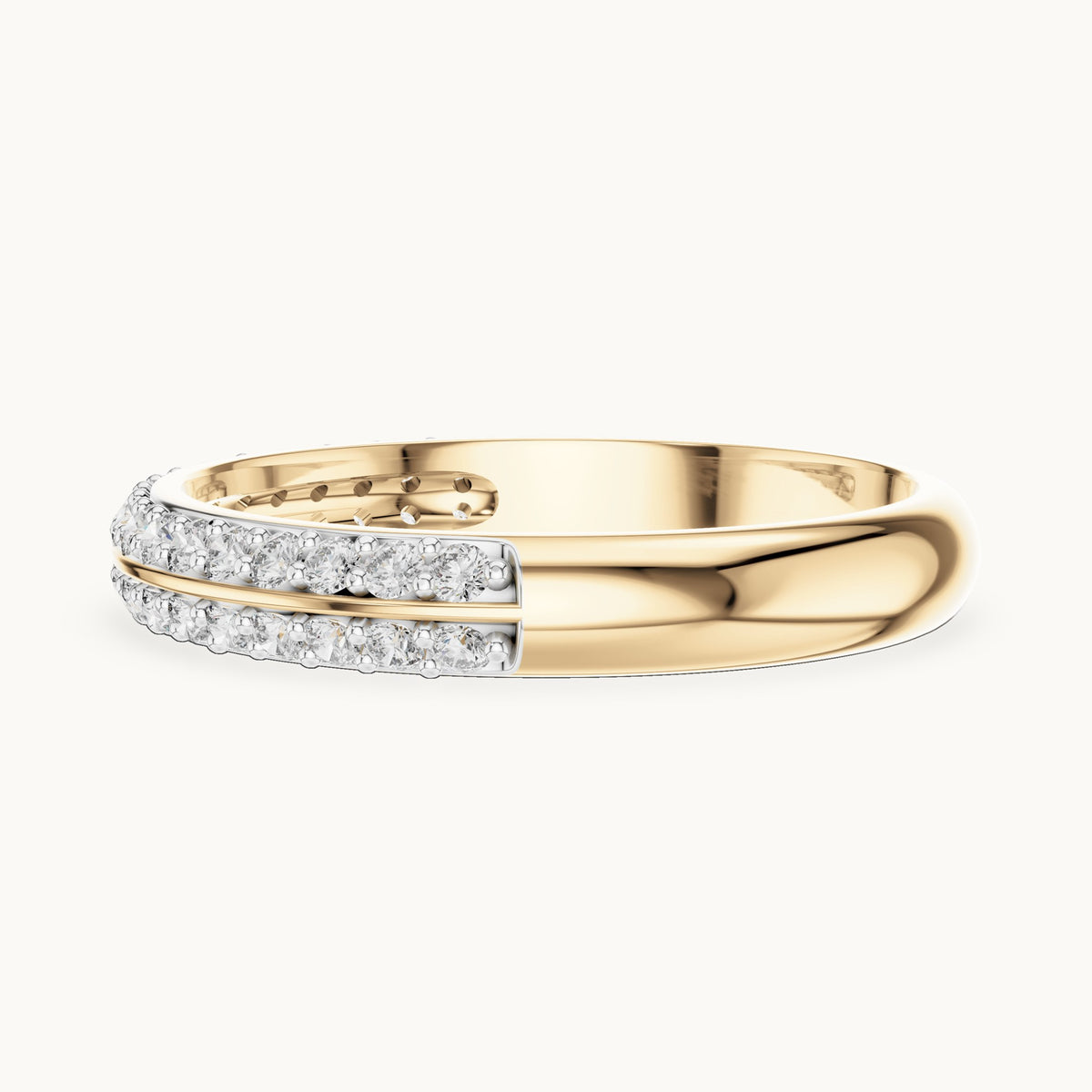 Round cut lab-grown diamond half eternity band, 0.30 CT TW, solid gold, view 3