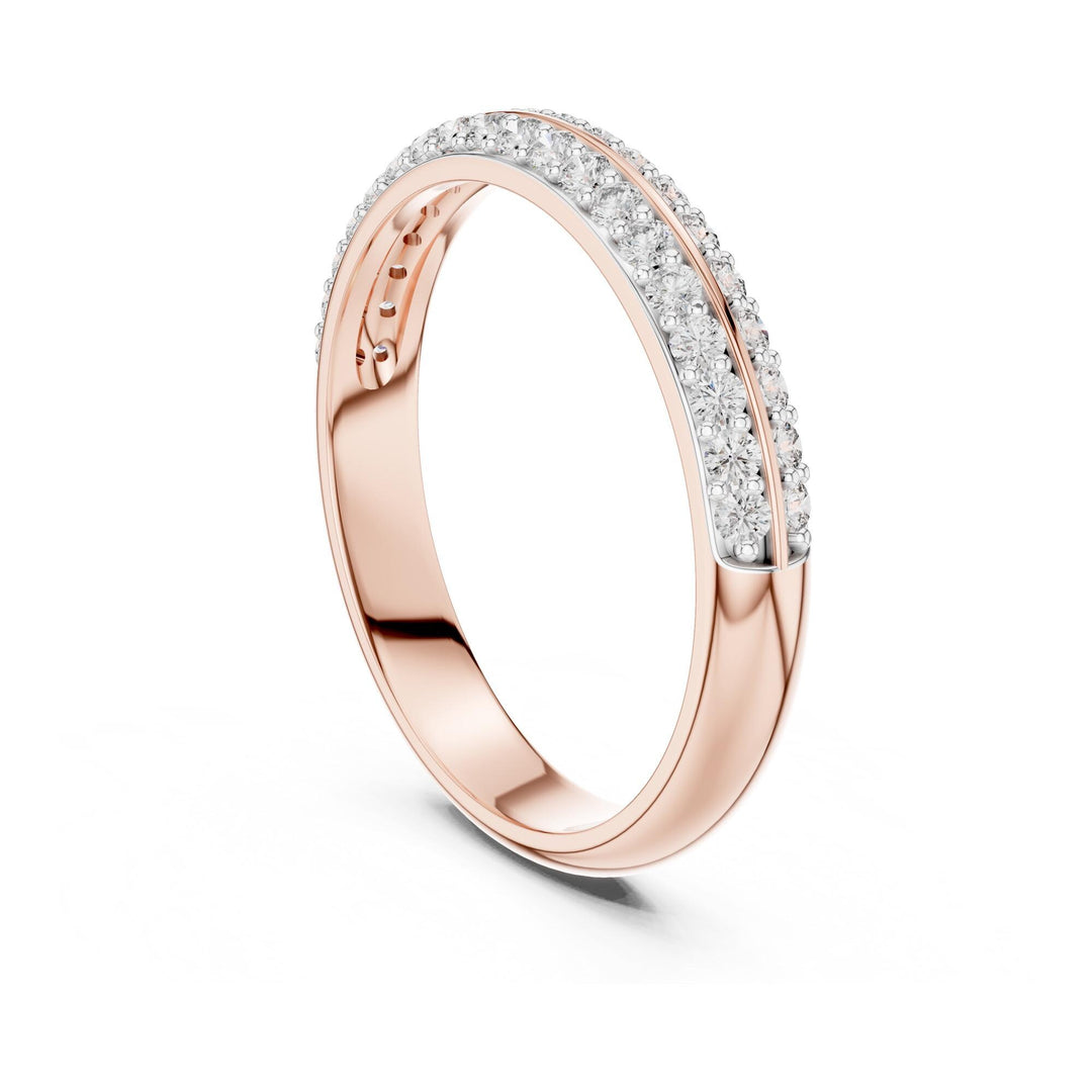 Round Cut Lab Grown Diamond Half Eternity Band, 0.30ct Total, Solid Gold