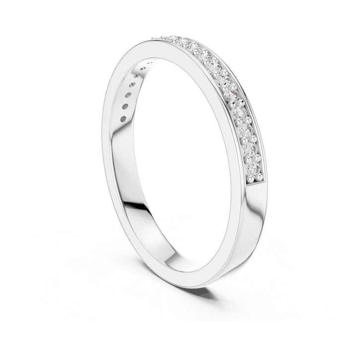 Round Cut Lab Grown Diamond Half Eternity Band, 0.16ct Total, Solid Gold