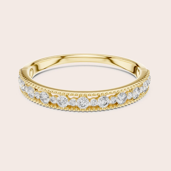 Round Cut Lab Grown Diamond Half Eternity Band, 0.25ct Total, Solid Gold