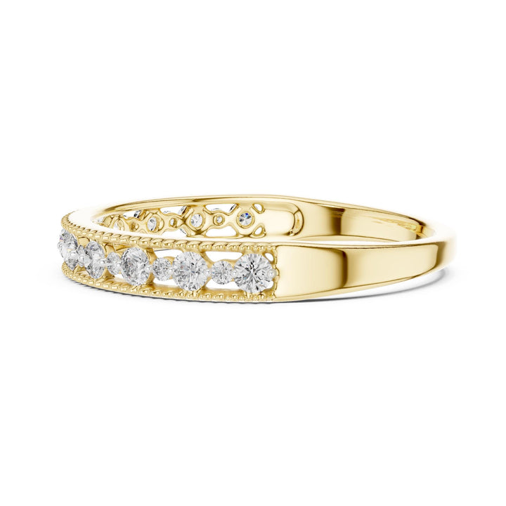 Round Cut Lab Grown Diamond Half Eternity Band, 0.25ct Total, Solid Gold