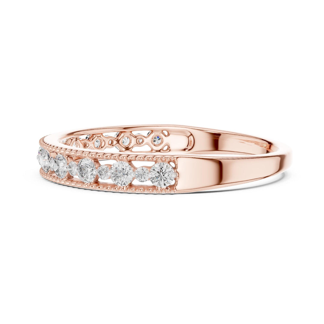 Round Cut Lab Grown Diamond Half Eternity Band, 0.25ct Total, Solid Gold