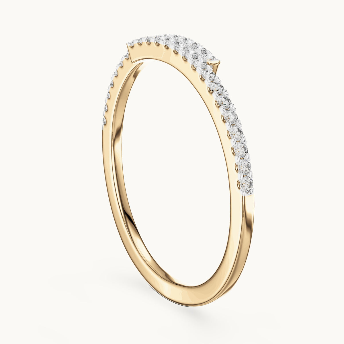 Round cut lab-grown diamond half eternity band, 0.16 CT TW, solid gold, view 2