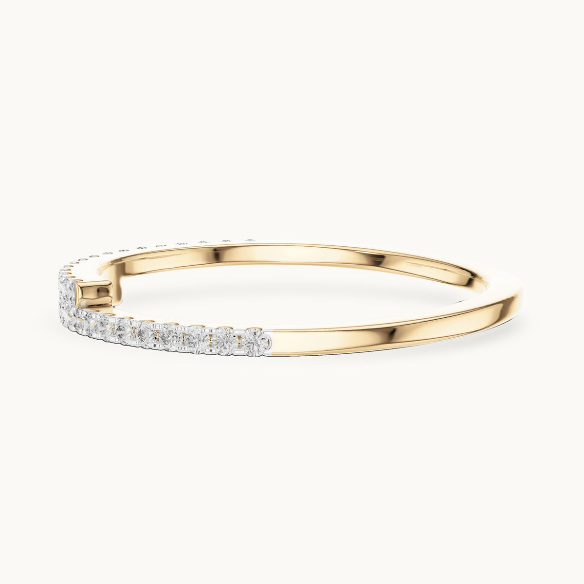 Round cut lab-grown diamond half eternity band, 0.16 CT TW, solid gold, view 3