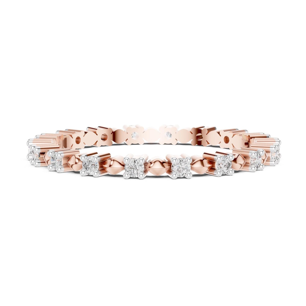Round cut lab-grown diamond full eternity band, 0.22 CT TW, solid gold, view 8