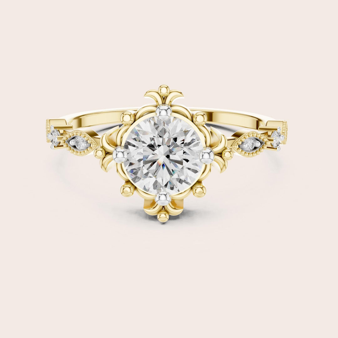 Round Cut Lab Grown Diamond Solitaire Ring, 1.04ct Total, Solid Gold