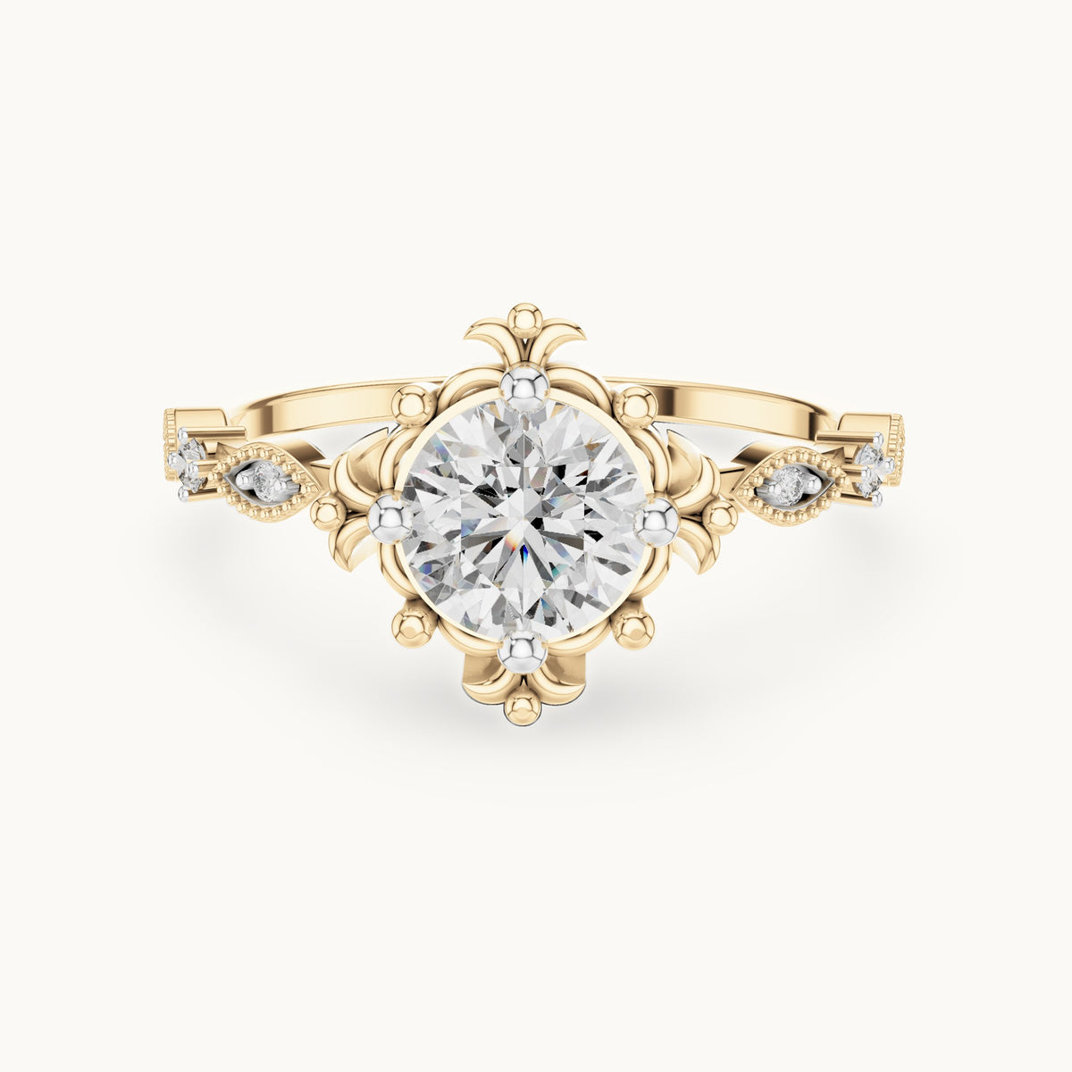 Round Cut Lab Grown Diamond Solitaire Ring, 1.04ct Total, Solid Gold