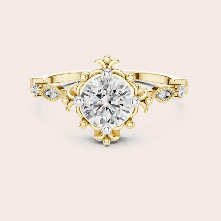 Round Cut Lab Grown Diamond Solitaire Ring, 1.04ct Total, Solid Gold