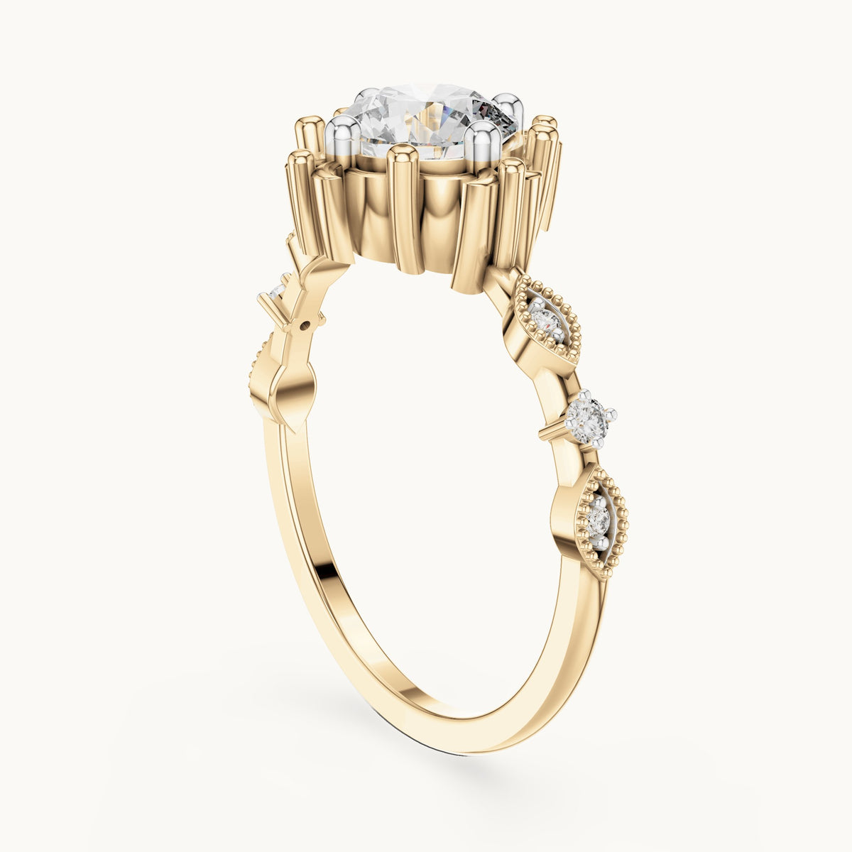 Round Cut Lab Grown Diamond Solitaire Ring, 1.04ct Total, Solid Gold
