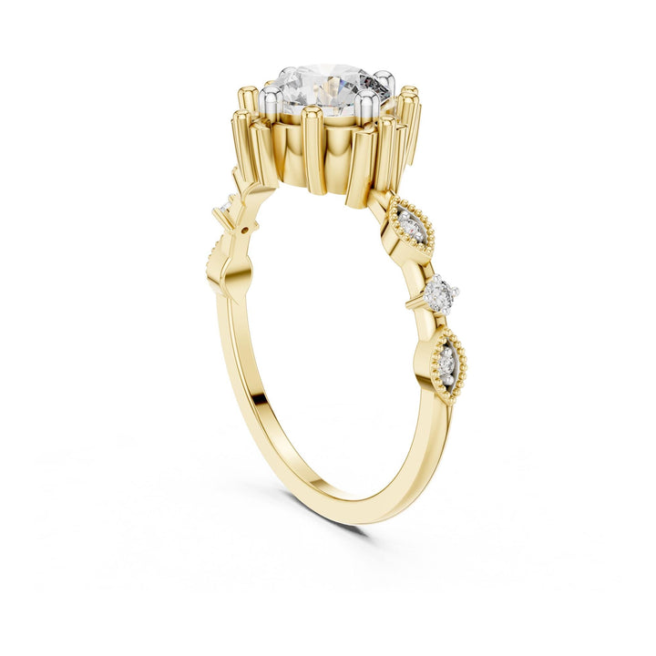 Round Cut Lab Grown Diamond Solitaire Ring, 1.04ct Total, Solid Gold