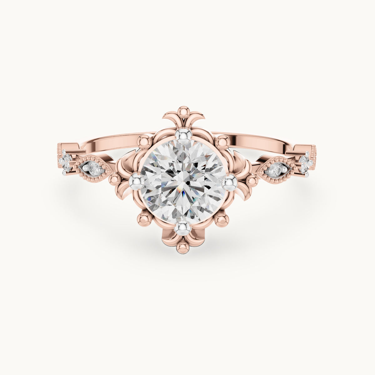 Round Cut Lab Grown Diamond Solitaire Ring, 1.04ct Total, Solid Gold