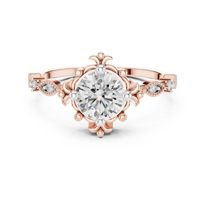 Round Cut Lab Grown Diamond Solitaire Ring, 1.04ct Total, Solid Gold