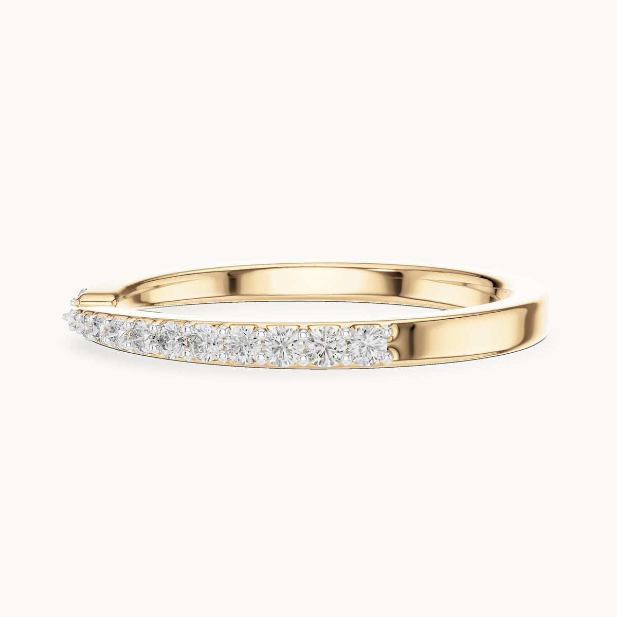 Round cut lab-grown diamond half eternity band in 14K yellow gold, 0.23 CT TW, view 3