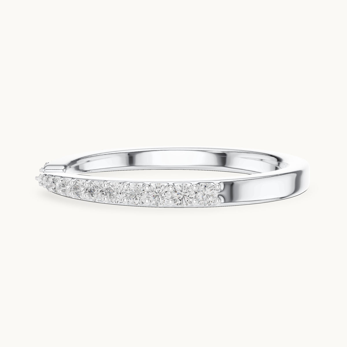 Round cut lab-grown diamond half eternity band in 14K white gold, 0.23 CT TW, view 2