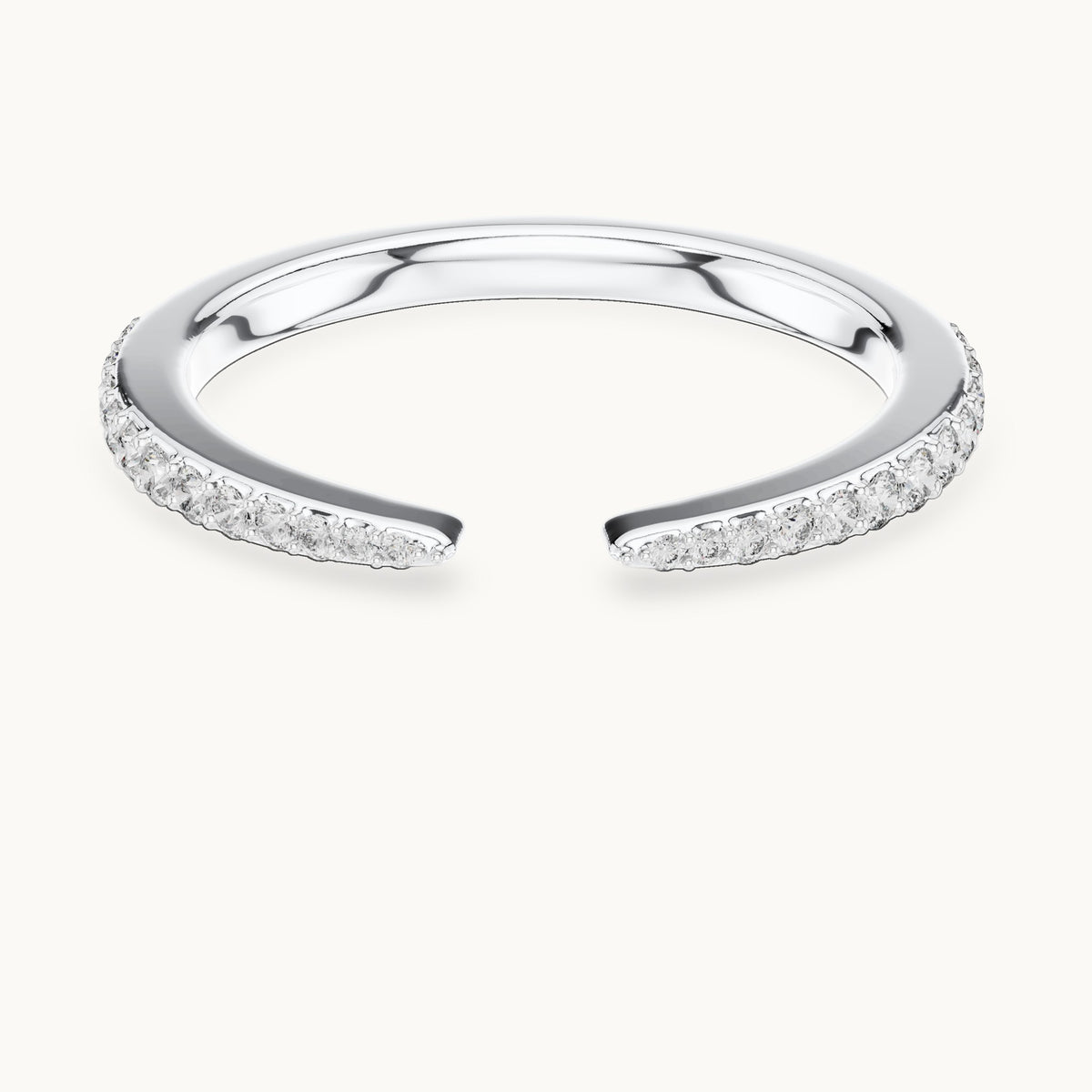 Round cut lab-grown diamond half eternity band in 14K white gold, 0.23 CT TW, view 3