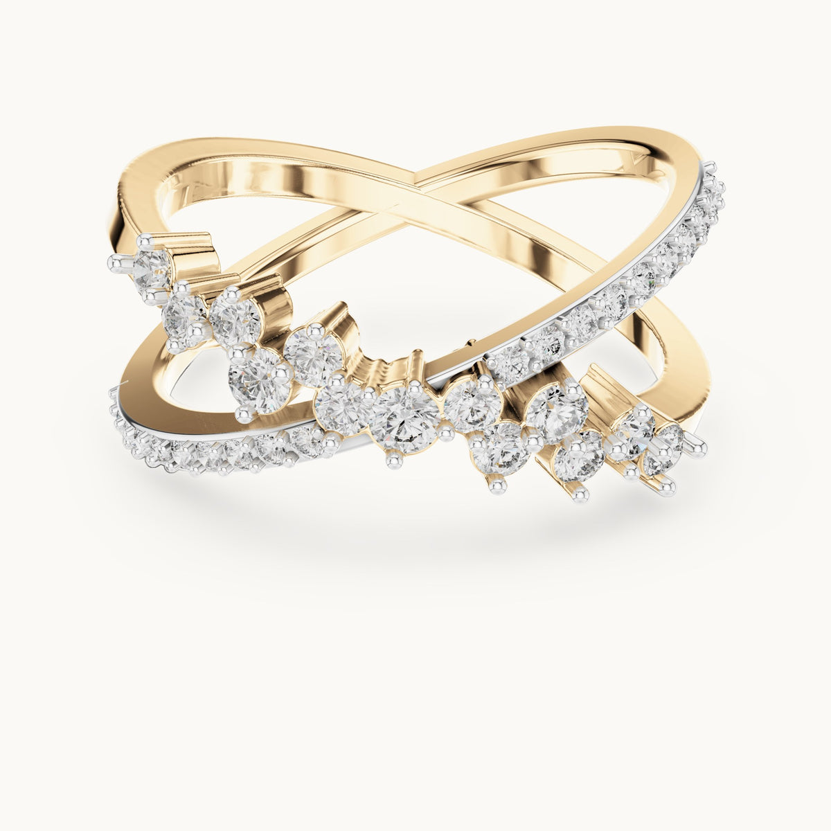 Round cut lab-grown diamond half eternity band, 0.47 CT TW, 34 stones, in solid gold (style L06-0020)