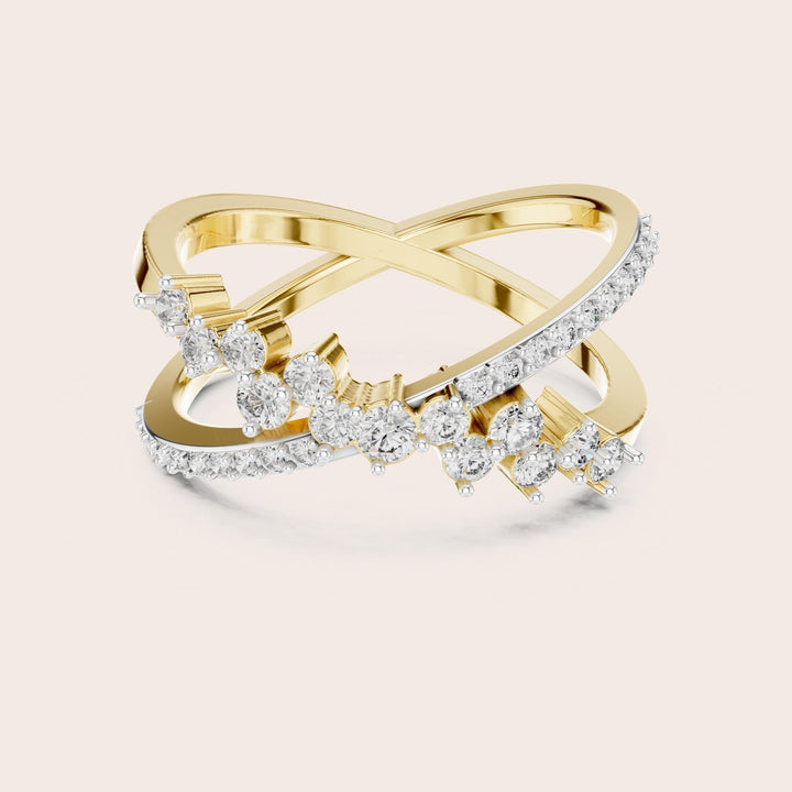 Round Cut Lab Grown Diamond Half Eternity Band, 0.47ct Total, Solid Gold