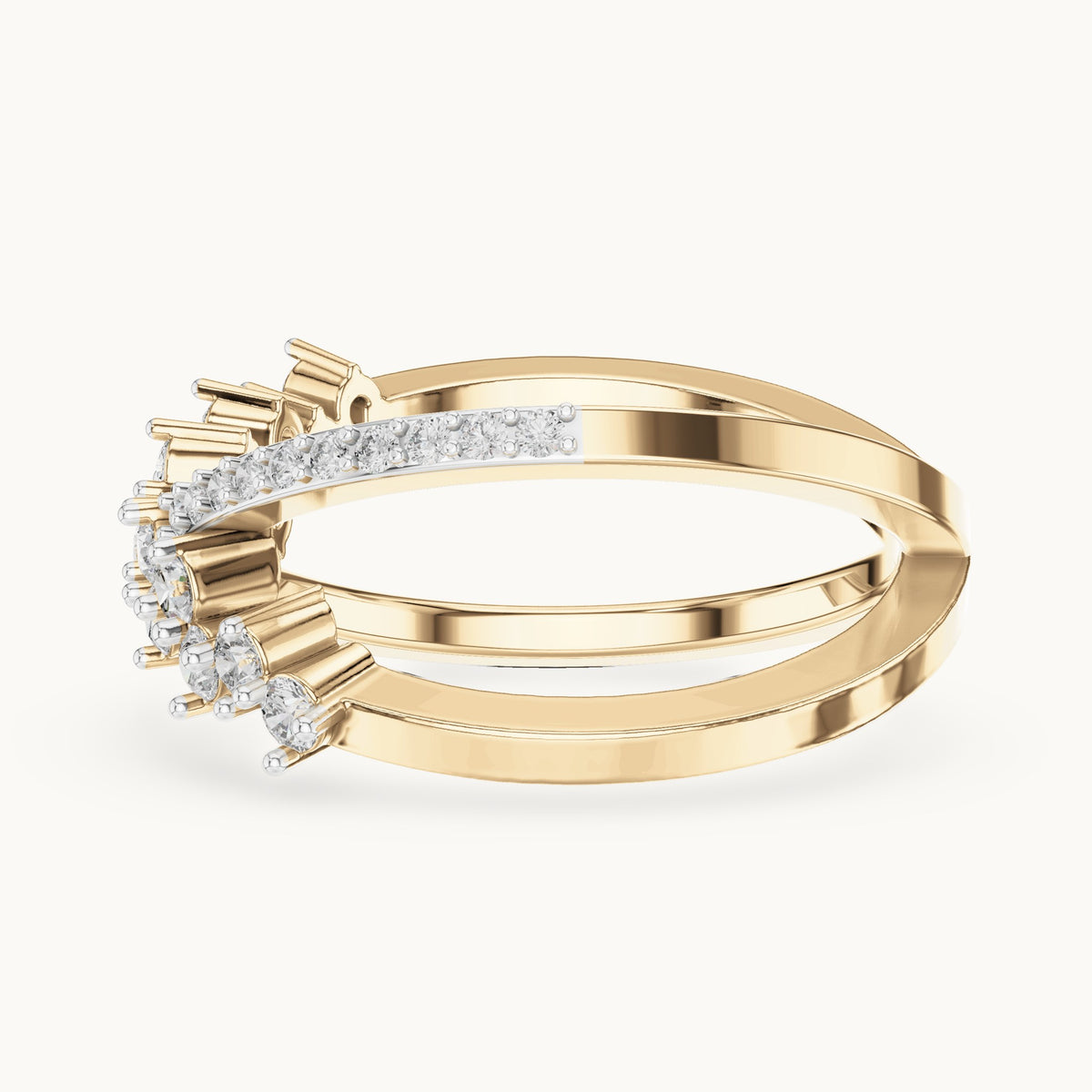 Round cut lab-grown diamond half eternity band, 0.47 CT TW, solid gold, view 3