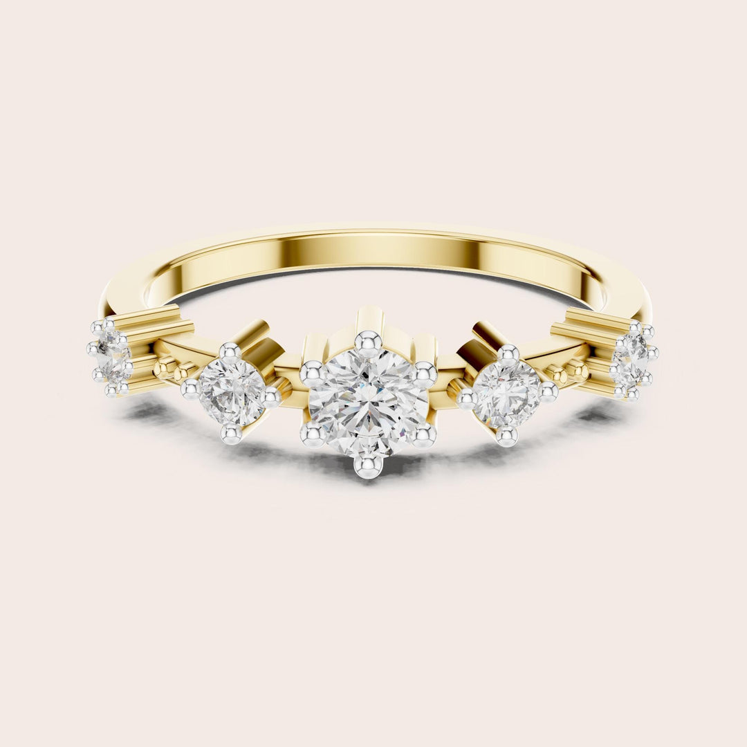 Round Cut Lab Grown Diamond Half Eternity Band, 0.52ct Total, Solid Gold