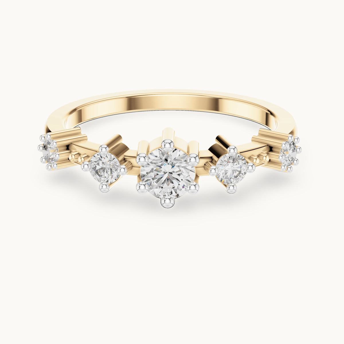 Round cut lab-grown diamond half eternity band in 14K yellow gold, 0.52 CT TW, view 1