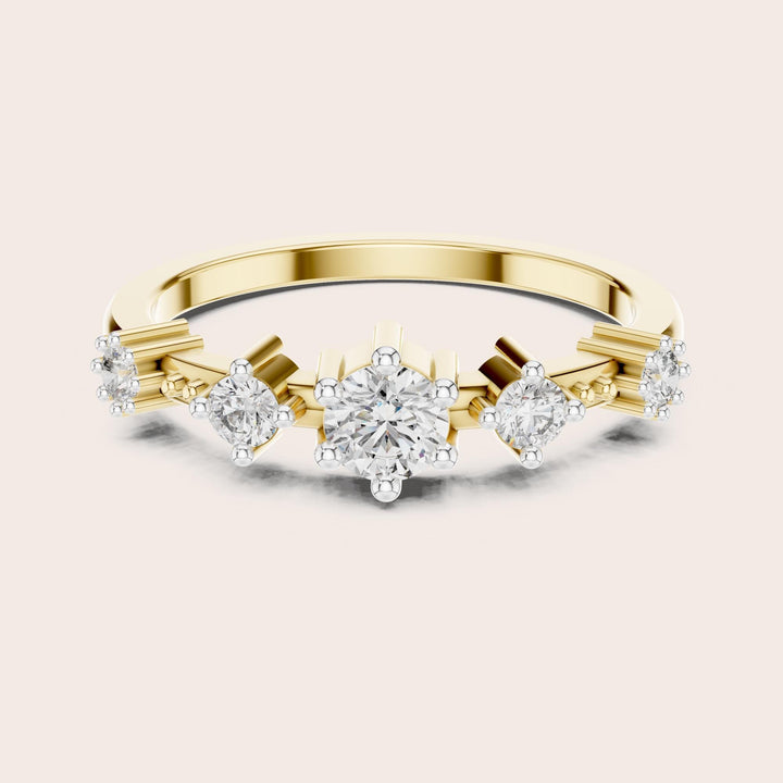 Round Cut Lab Grown Diamond Half Eternity Band, 0.52ct Total, Solid Gold