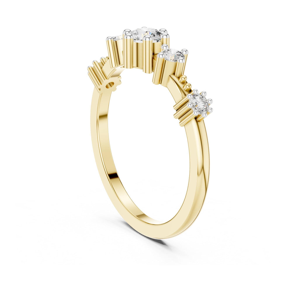Round Cut Lab Grown Diamond Half Eternity Band, 0.52ct Total, Solid Gold