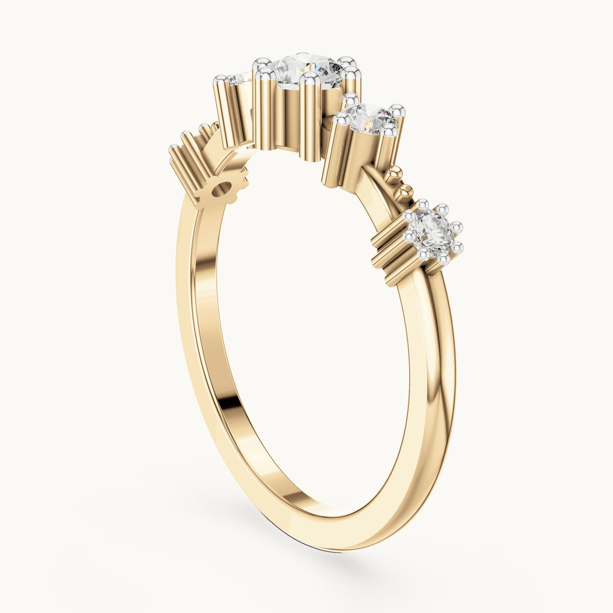 Round cut lab-grown diamond half eternity band in 14K yellow gold, 0.52 CT TW, view 2