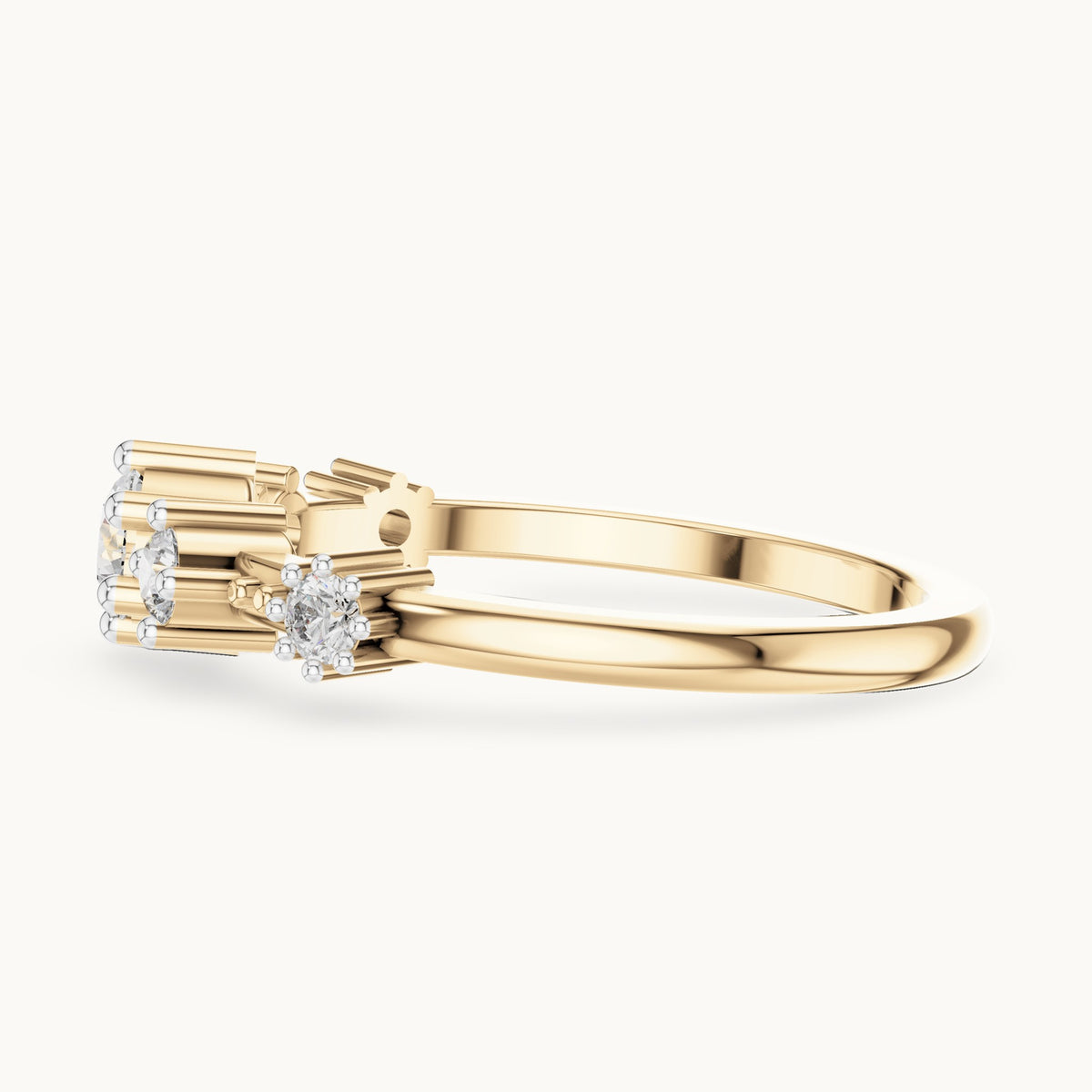 Round cut lab-grown diamond half eternity band in 14K yellow gold, 0.52 CT TW, view 3