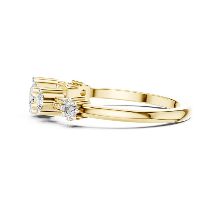 Round Cut Lab Grown Diamond Half Eternity Band, 0.52ct Total, Solid Gold