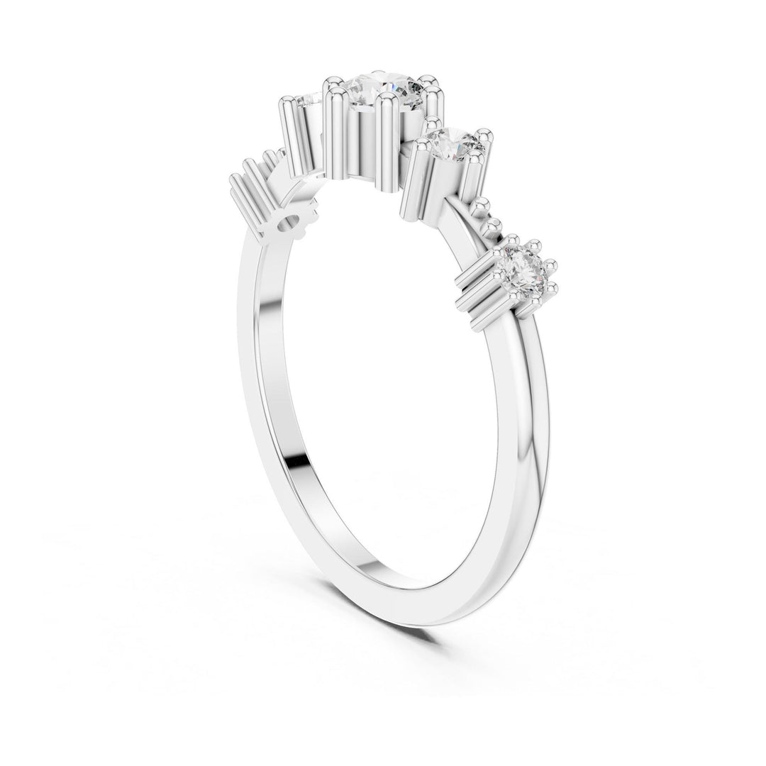 Round Cut Lab Grown Diamond Half Eternity Band, 0.52ct Total, Solid Gold